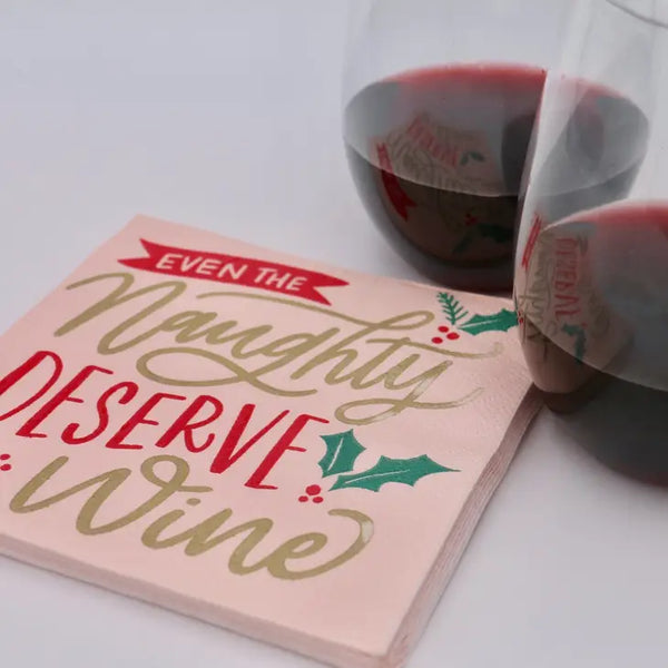 Funny Christmas Cocktail Napkins 20ct | Naughty Deserve Wine