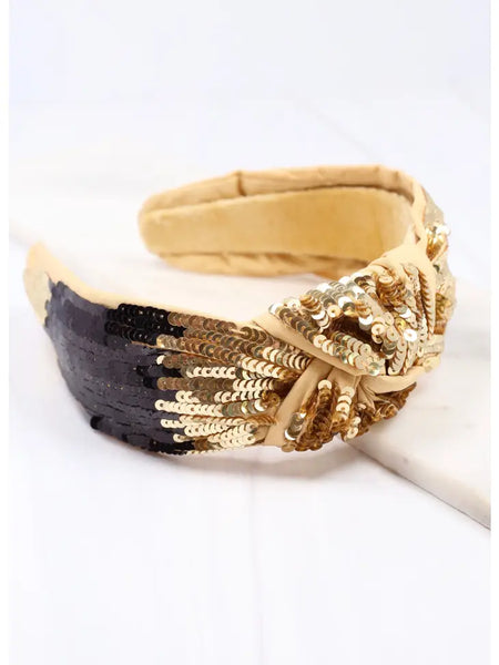 Black & Gold Sequin Head Band