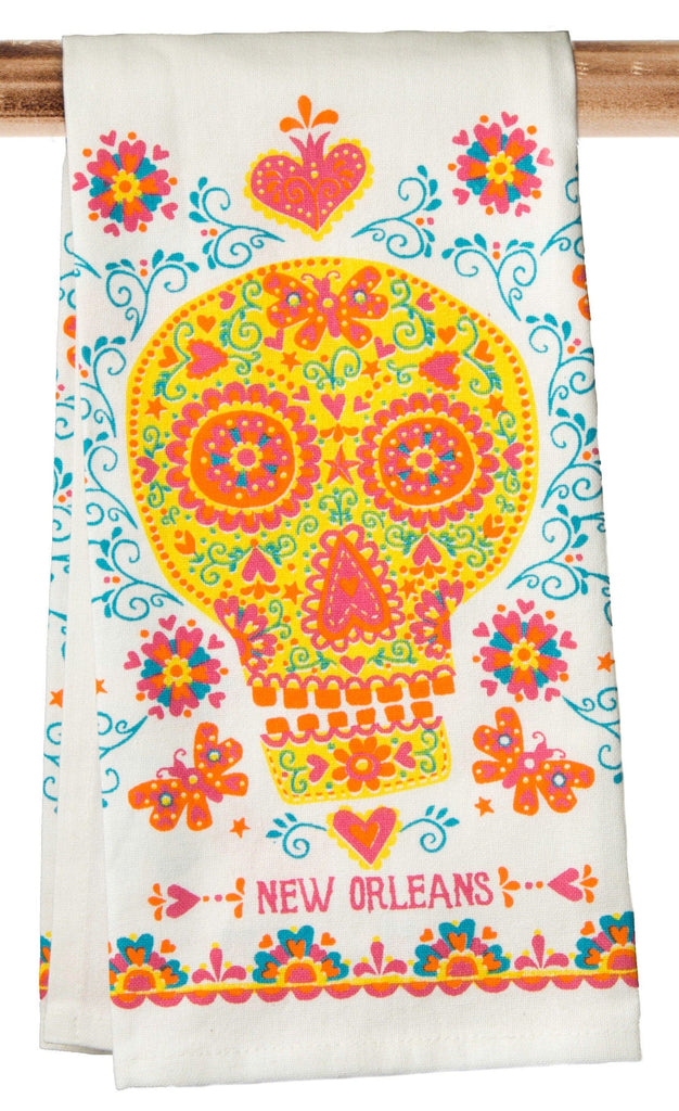Tea Towel - Yellow Sugar Skull