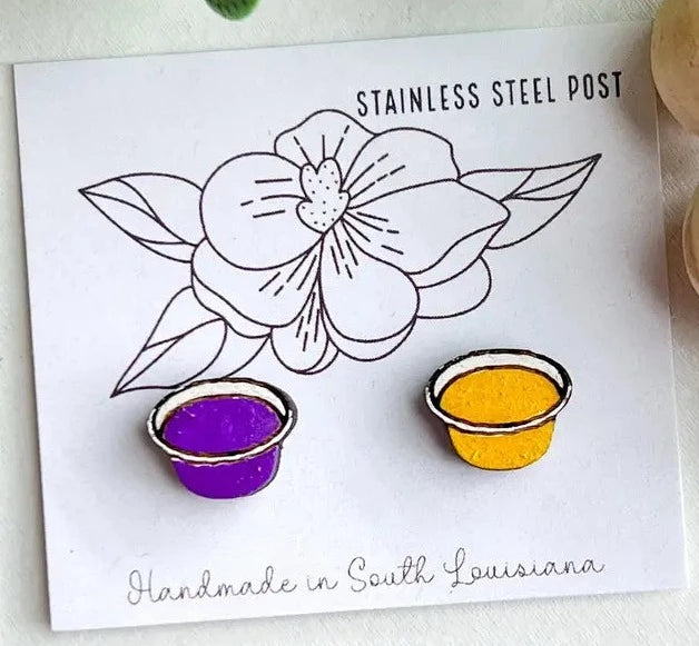 Purple & Gold Jello Shot Champ Stud Earrings