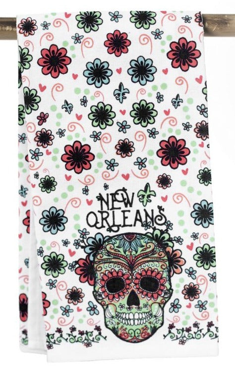 Floral Sugar Skull Kitchen Towel