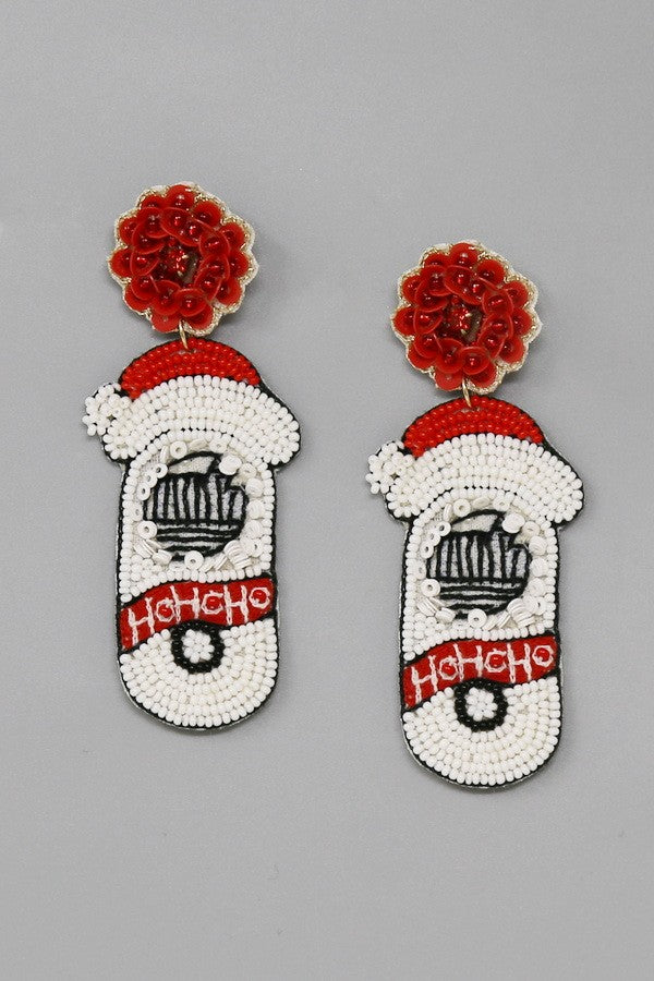 Christmas White Slipper Drop Earrings