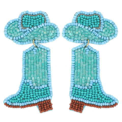 Turquoise Cowgirl Boot Earrings