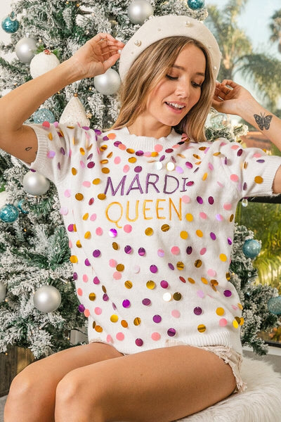 Mardi Queen Short Sleeved Sweater
