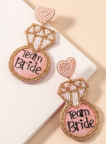 Team Bride Earrings - Pink Ring