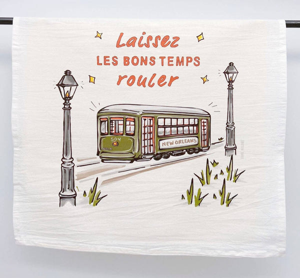 Laissez Les Bons Temps Rouler Towel - New Orleans Streetcar