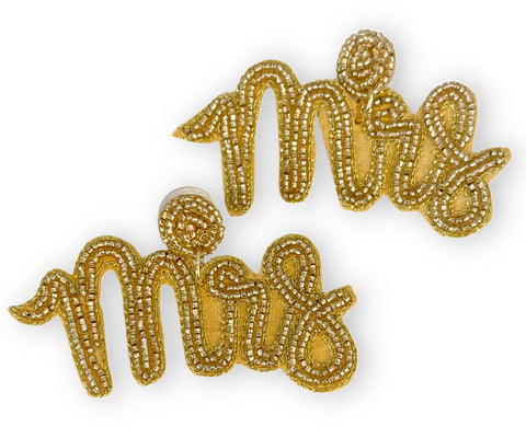 Mrs. Gold Beaded Earrings