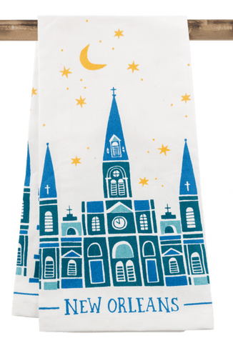 Kitchen Towel – Nighttime in Nola, cathedral