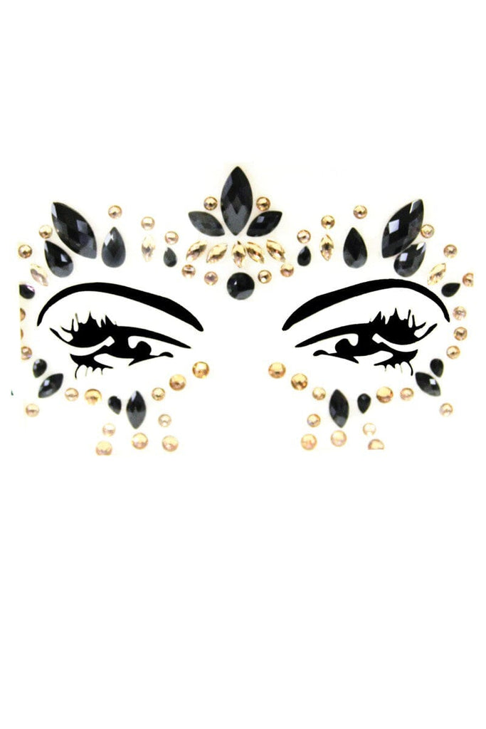 Black & Gold Crystal Face Jewels - 1