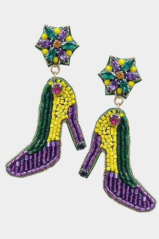 Mardi Gras High Heel Earrings