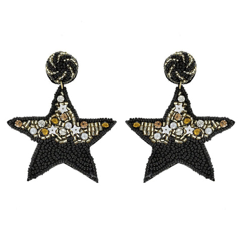 Black & Gold Star Earrings