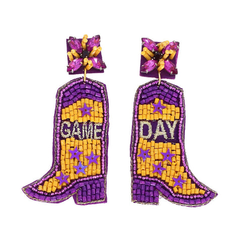 LSU Game Day Cowboy Boots Earrings