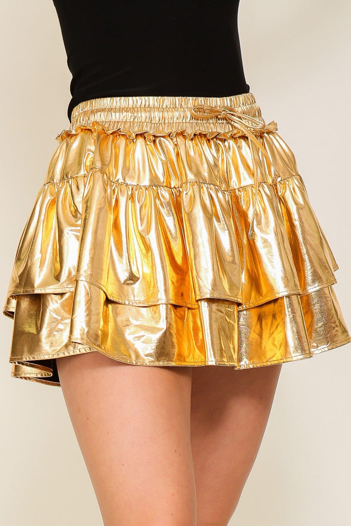 Gold Foil Ruffle Game Day Skirt