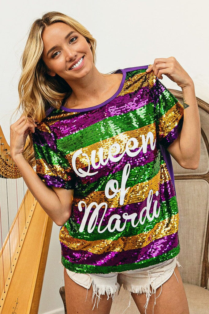 Queen of the Mardi Sequin Top