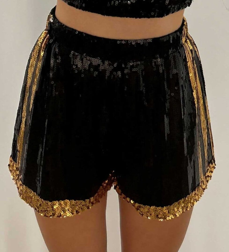 Black & Gold Sequin Shorts