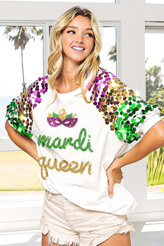 Mardi Queen Short Sleeved Cotton Tops