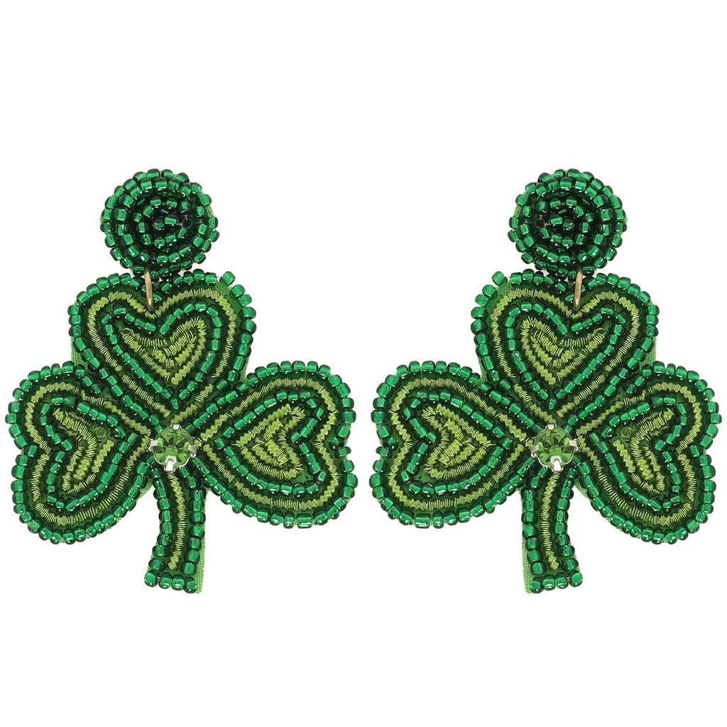 St. Patrick's Day Beaded Shamrock Earrings