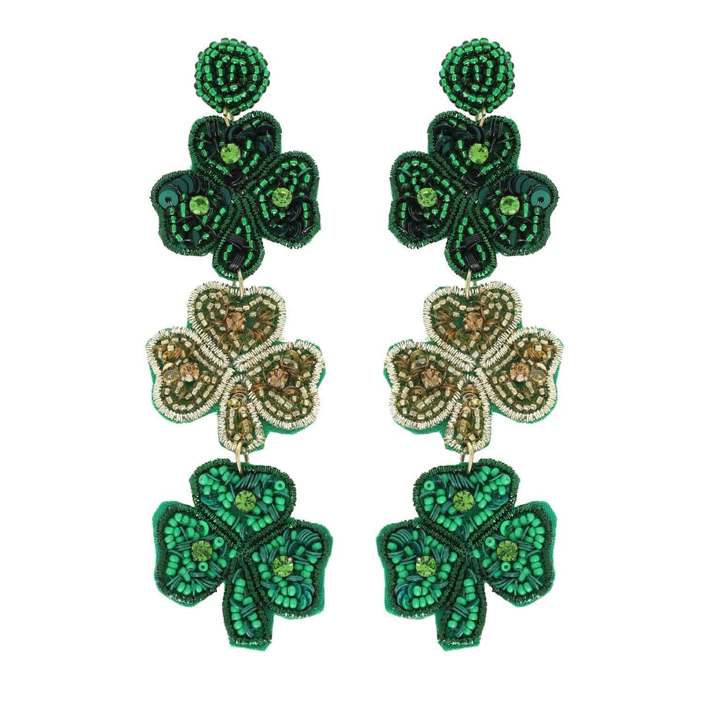 St. Patrick's Day 2 Tier Shamrock Earrings