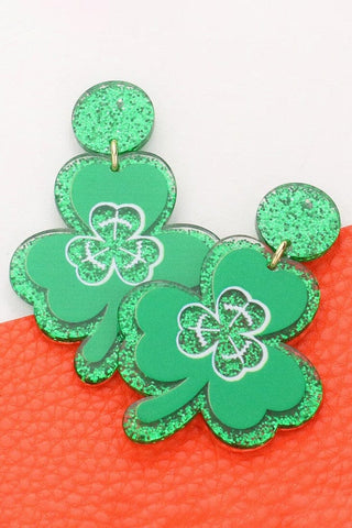 St Patrick's Day Resin Clover Arch Dangle Earrings