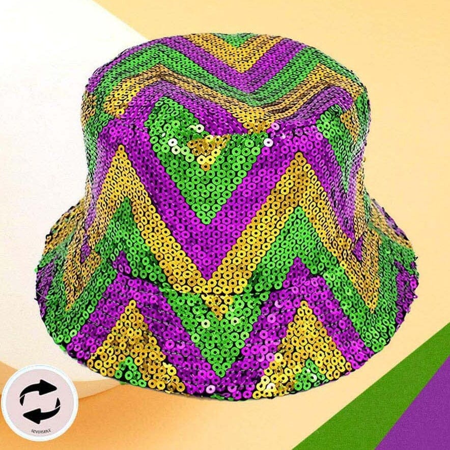 Mardi Gras Sequin Reversible Bucket Hat