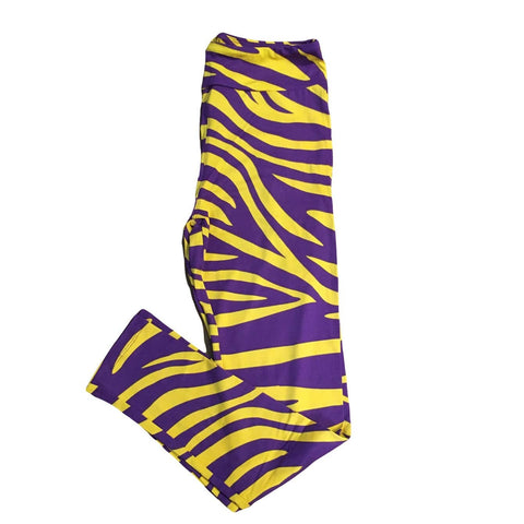 Purple and gold Tiger stripe leggings