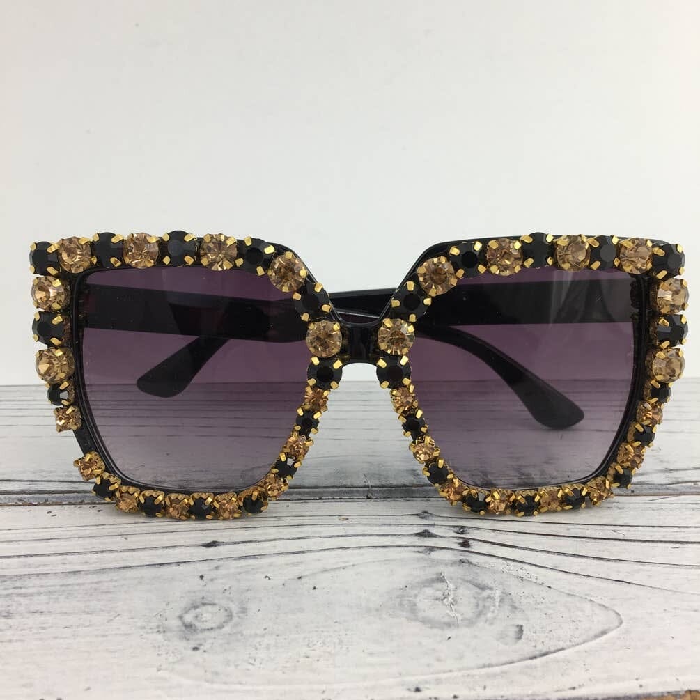 Black and gold stone sunglasses