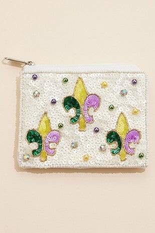 White Fleur de Lis Pouch