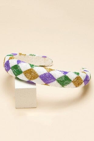 White Mardi Gras Headband