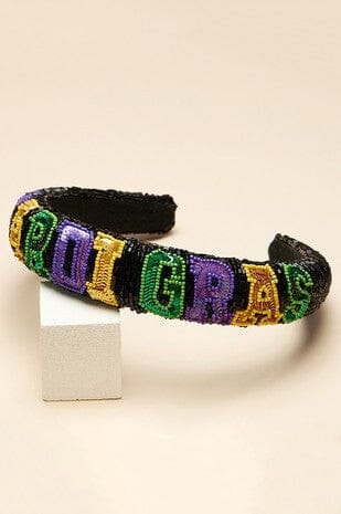 Black Sequin Mardi Gras Headband