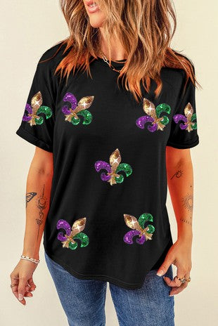 Black Fleur de Lis Mardi Gras T-Shirt