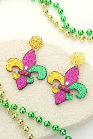 Fleur de Lis Mardi Gras Earrings