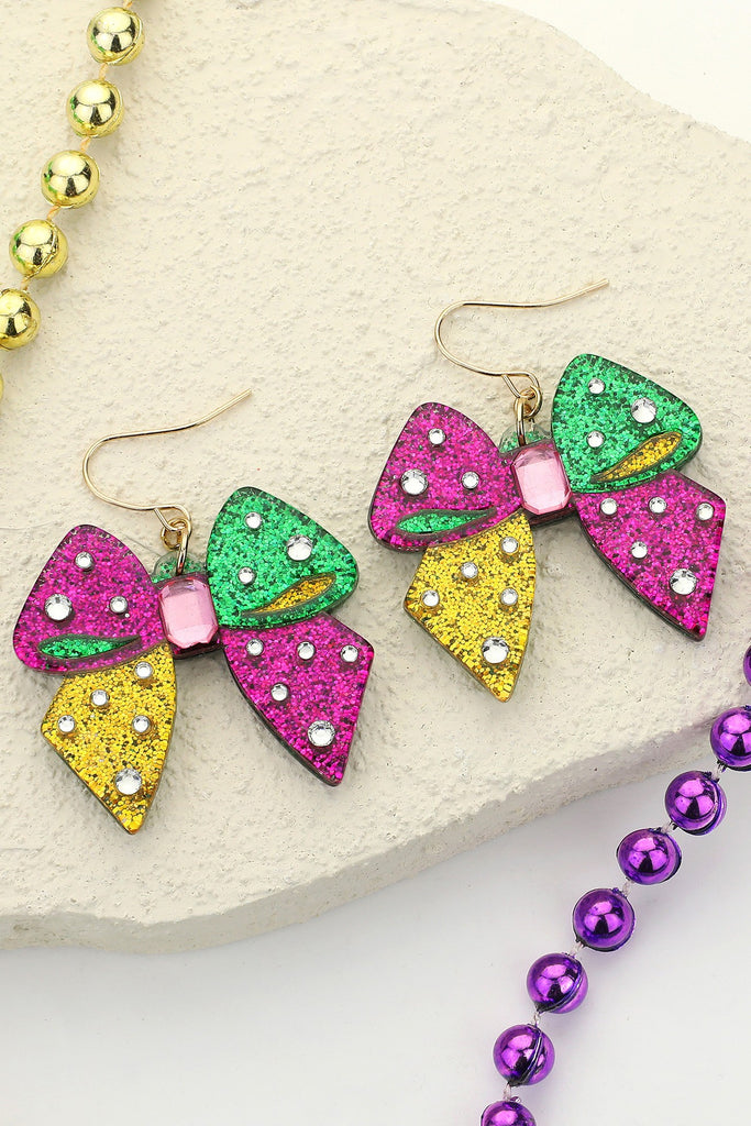 Mardi Gras Bow Earrings