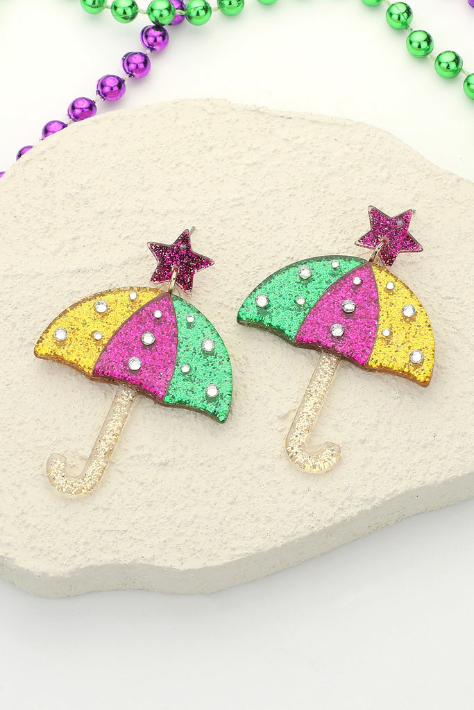 Mardi Gras Umbrella Earrings