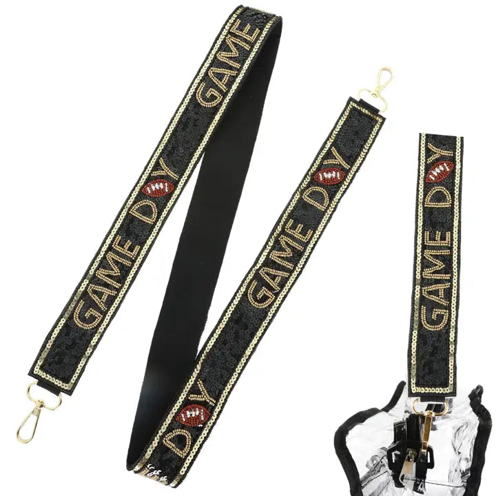 Black & Gold Sequin Game Day Purse Strap