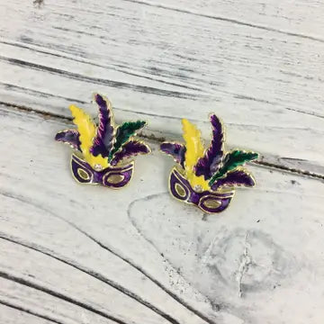 Mardi Gras Mask Stud Earrings