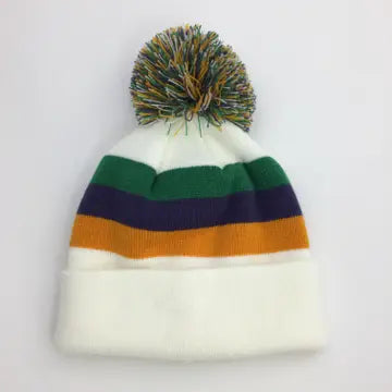 White Mardi Gras Beanie