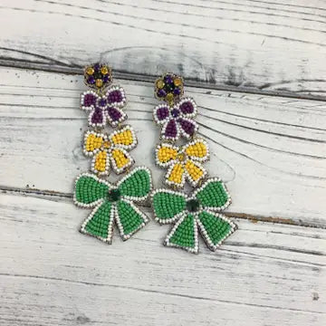 Mardi Gras Bow Earrings