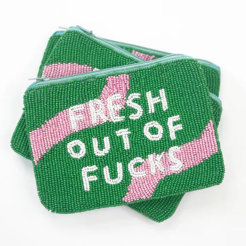 Fresh Out of Fucks Beaded Pouch