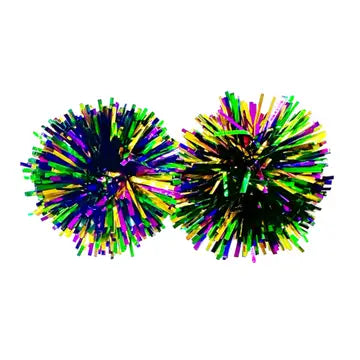 Mardi Gras Pom Pom Earrings