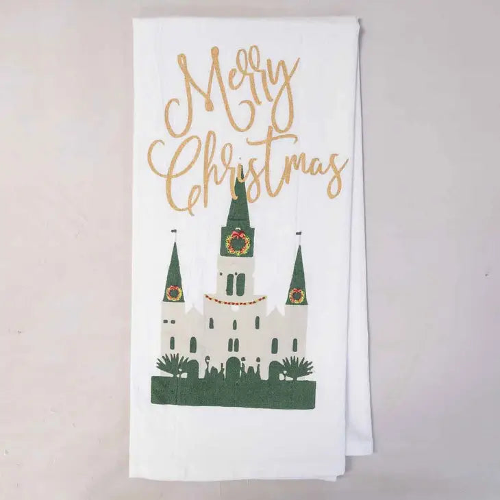 Merry Christmas St. Louis Cathedral Towel