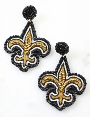 Saints Fleur De Lis Earrings,  Black