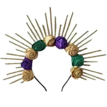 Mardi Gras Flower Halo Crown Headband