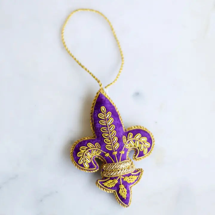 Embroidered Fleur De Lis Ornament