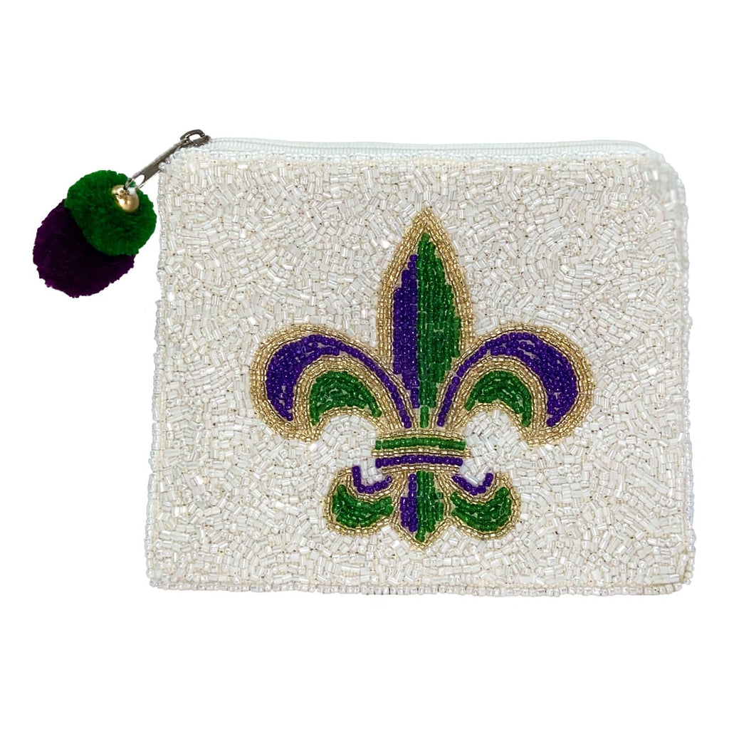 Fleur de Lis Beaded Pouch