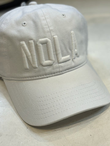 NOLA White on White Baseball Hat