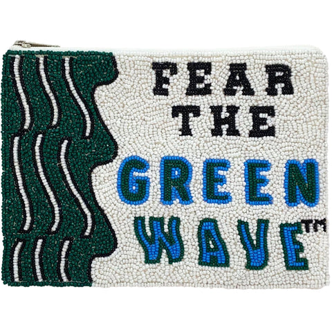 Fear The Green Wave Beaded Coin Purse