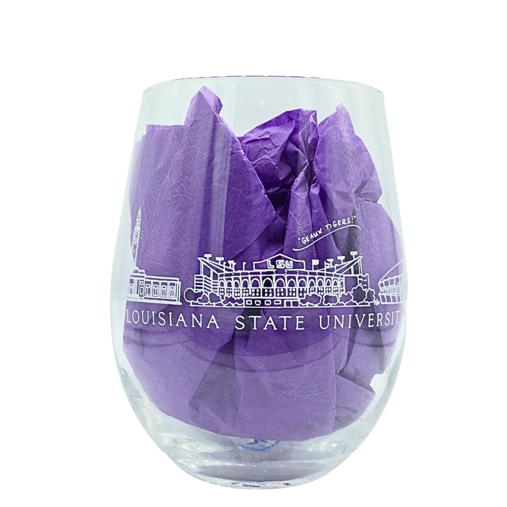 LSU Skyline Wine Glass - Louisiana State University