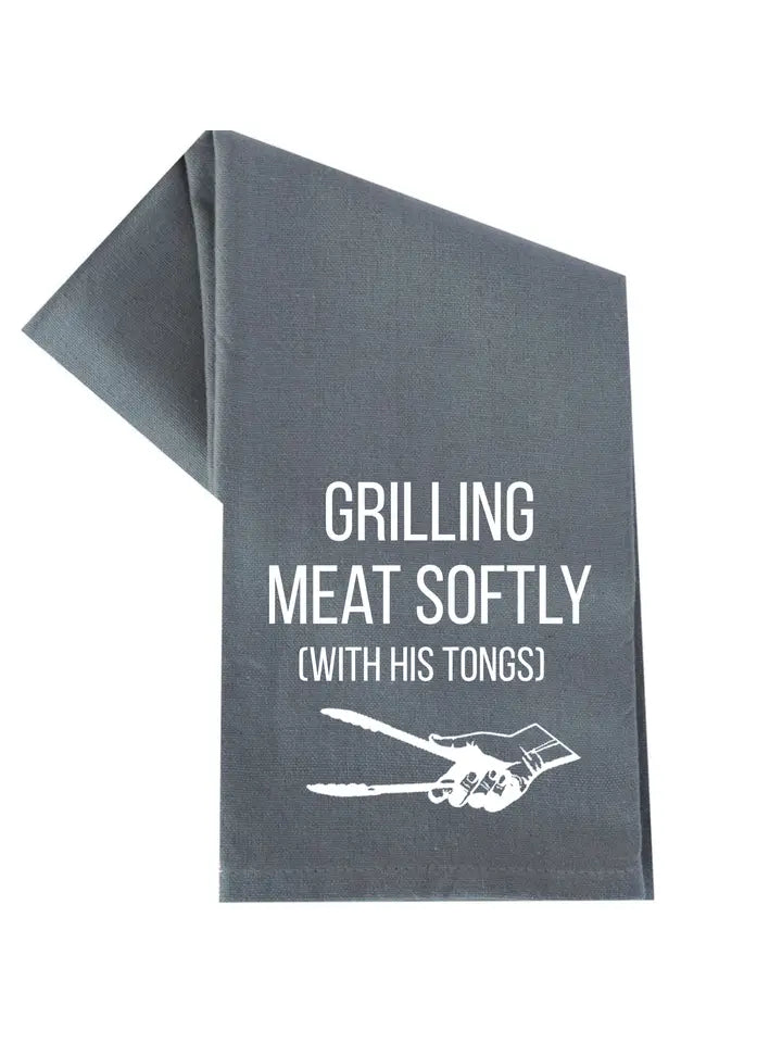 Grilling Meat Softly Tea Towel