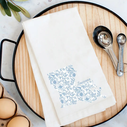State in Bloom, Louisiana Kitchen Towel