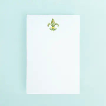 Green Fleur De Lis Watercolor Notepad